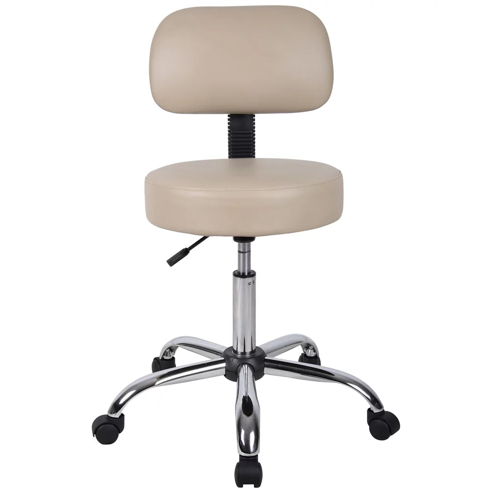 Beige Adjustable Rolling Stool with Back E399949