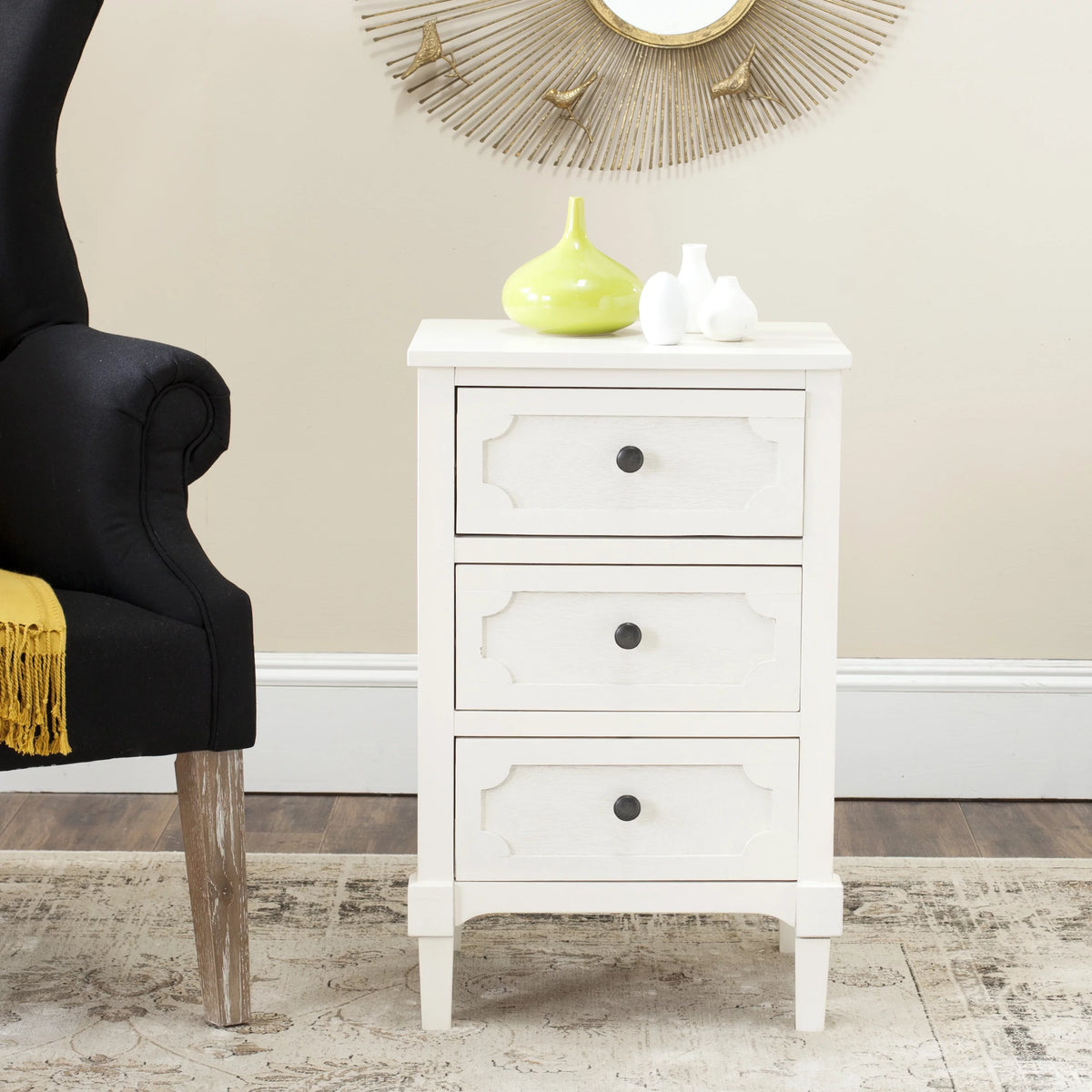 White Three Drawer Side Chest L98897