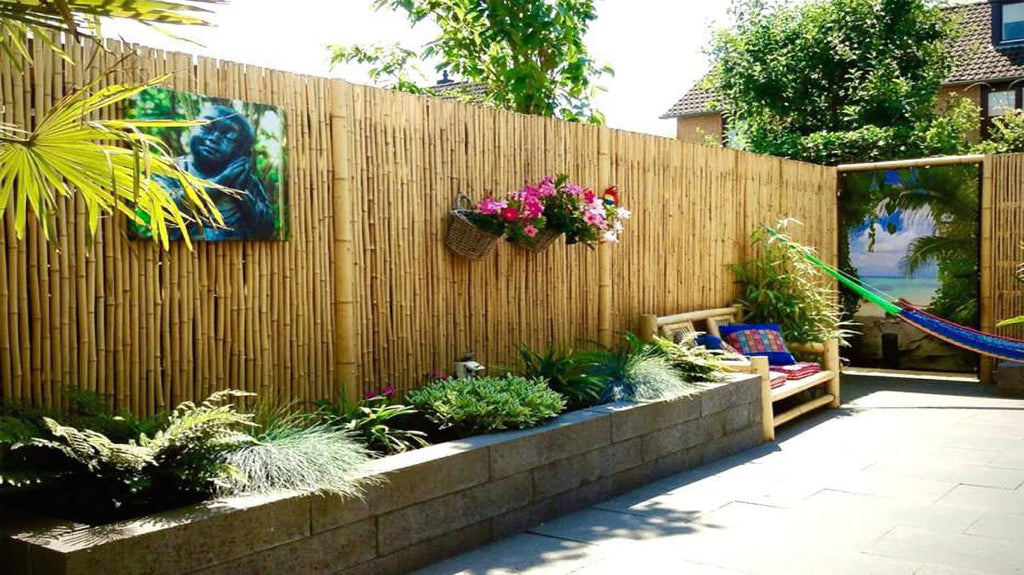 Natural Bamboo Fencing Garden Screen Rolled Fence Panel 3/4 D x 4' H x 8' L I6589