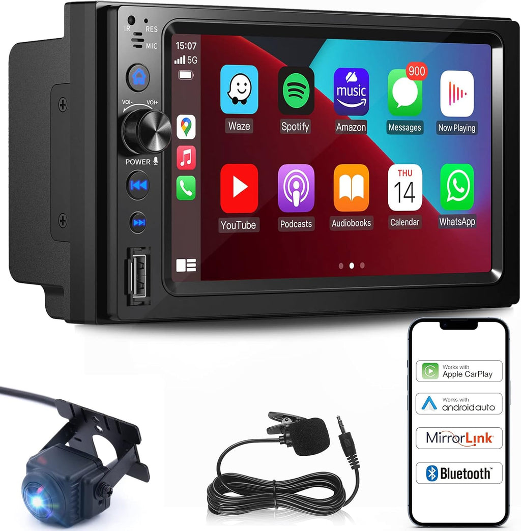 7'' Touch Screen Car Stereo with Wireless Carplay, Android Auto, Back Cam H9505