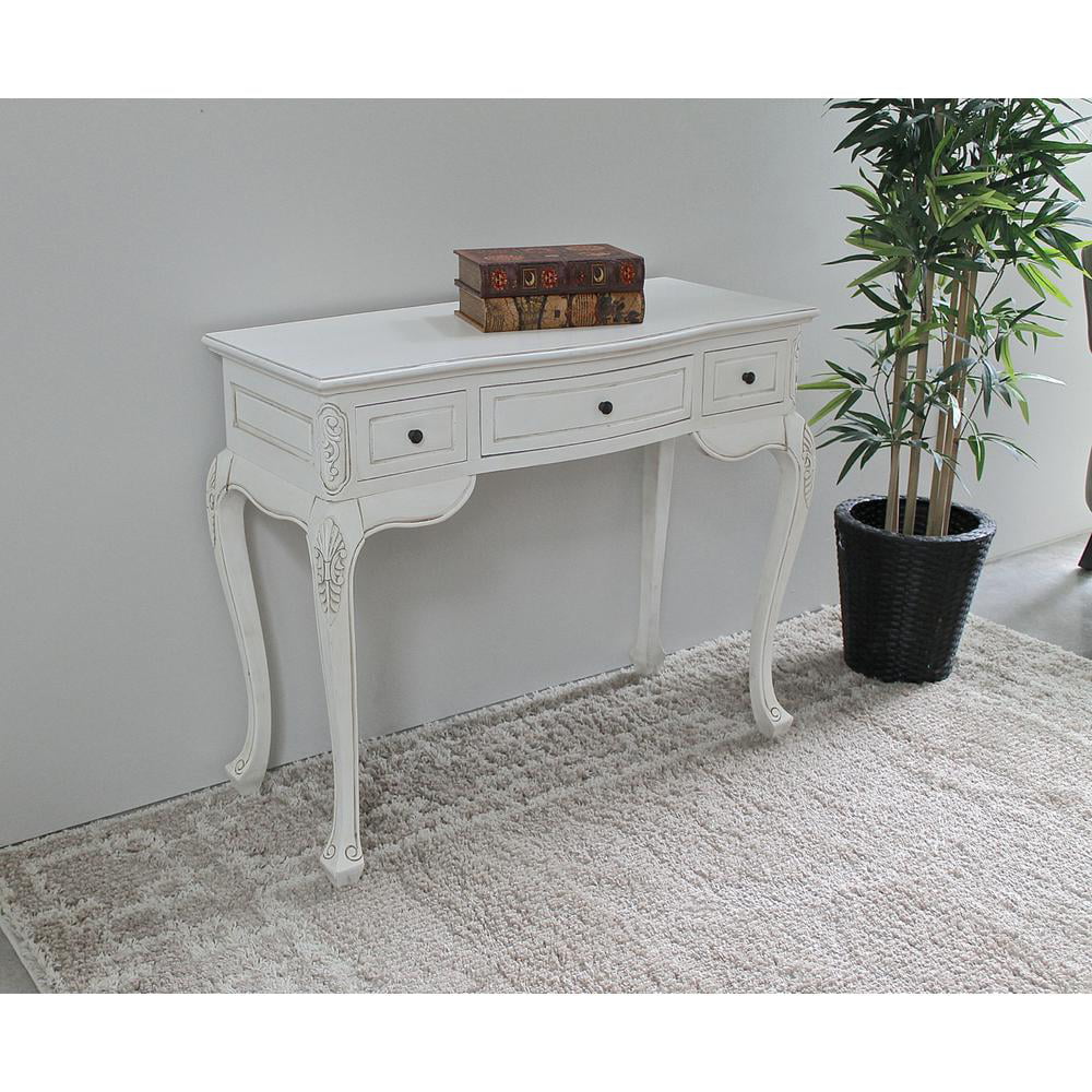 Antique White Hand Carved Writing Desk Z2530