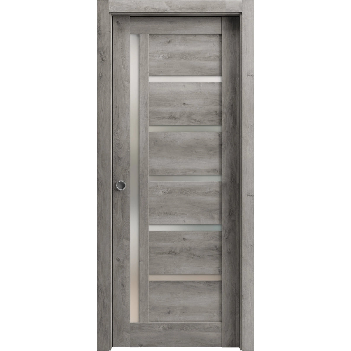 Sliding French Pocket Door 24 x 84 inches with Frosted Glass Solid Wood Interior Door X8787