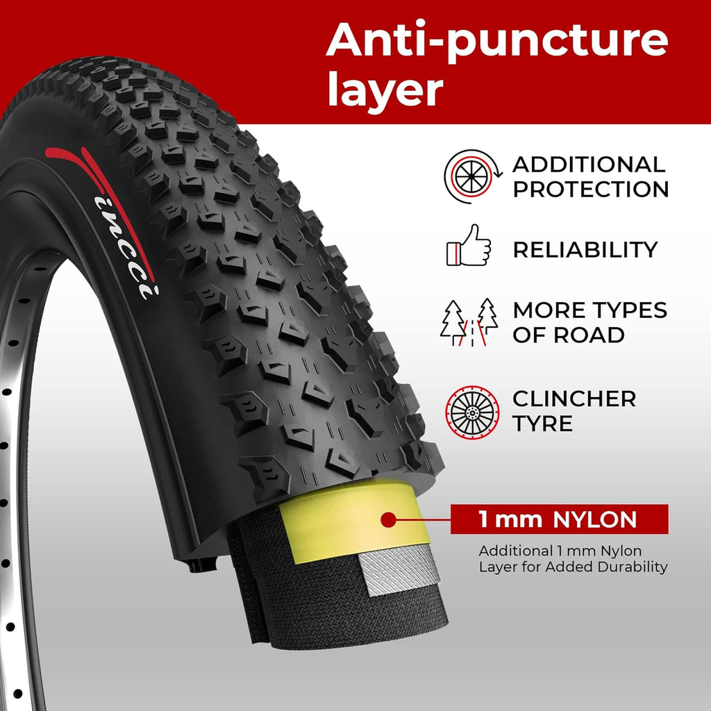 Pair 26 x 2.10 Inch Foldable 60 TPI XC Tires with Nylon Protection L5304