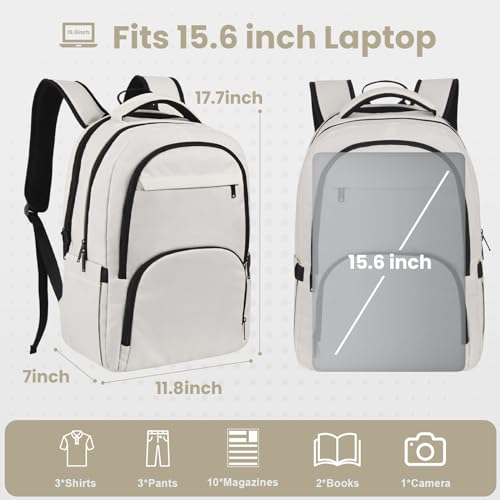 17 Inch Grey Water Resistant Travel Laptop Backpack with USB Charger Hole & Luggage Sleeve I645347