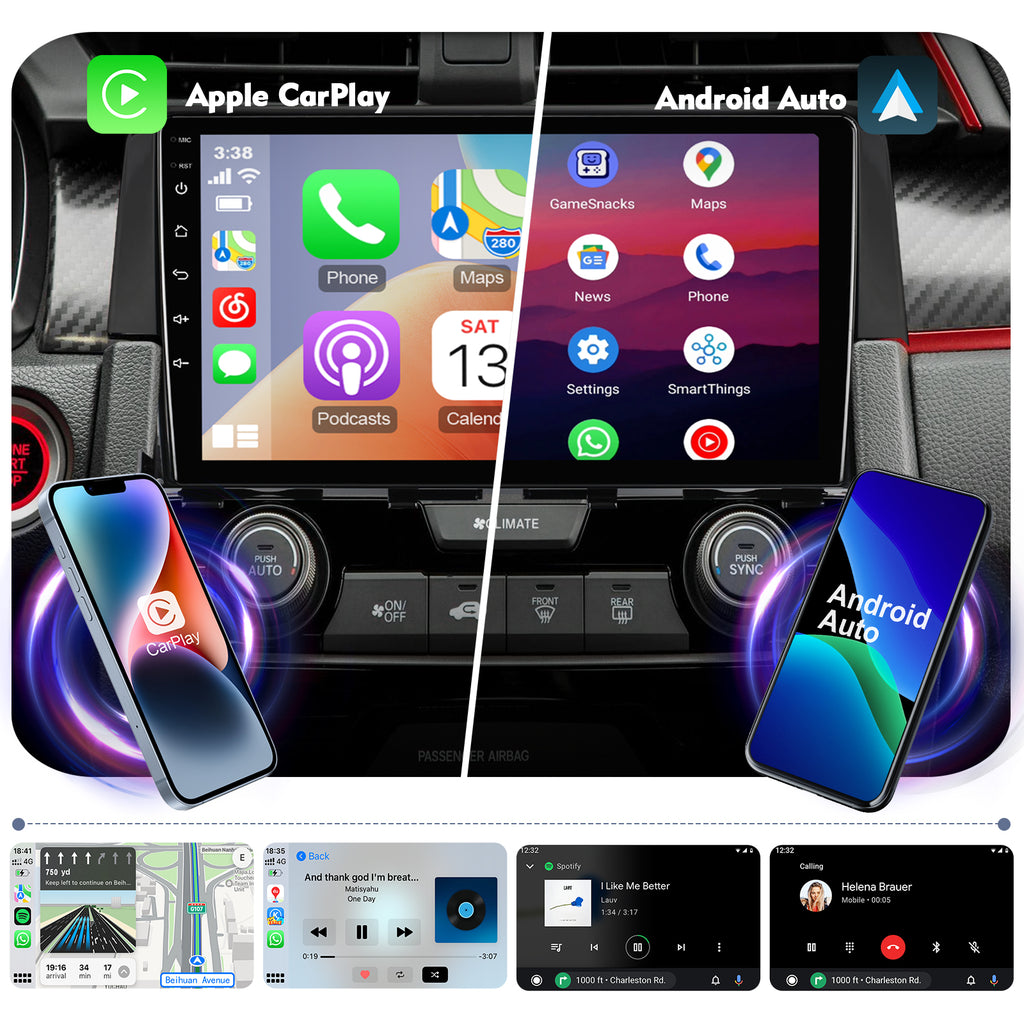 9 Inch Touchscreen Double Din Car Stereo with Wireless Carplay Android Auto Backup Camera R860744