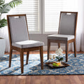 Set of 2 Grey and Walnut Brown Dining Chair A122498