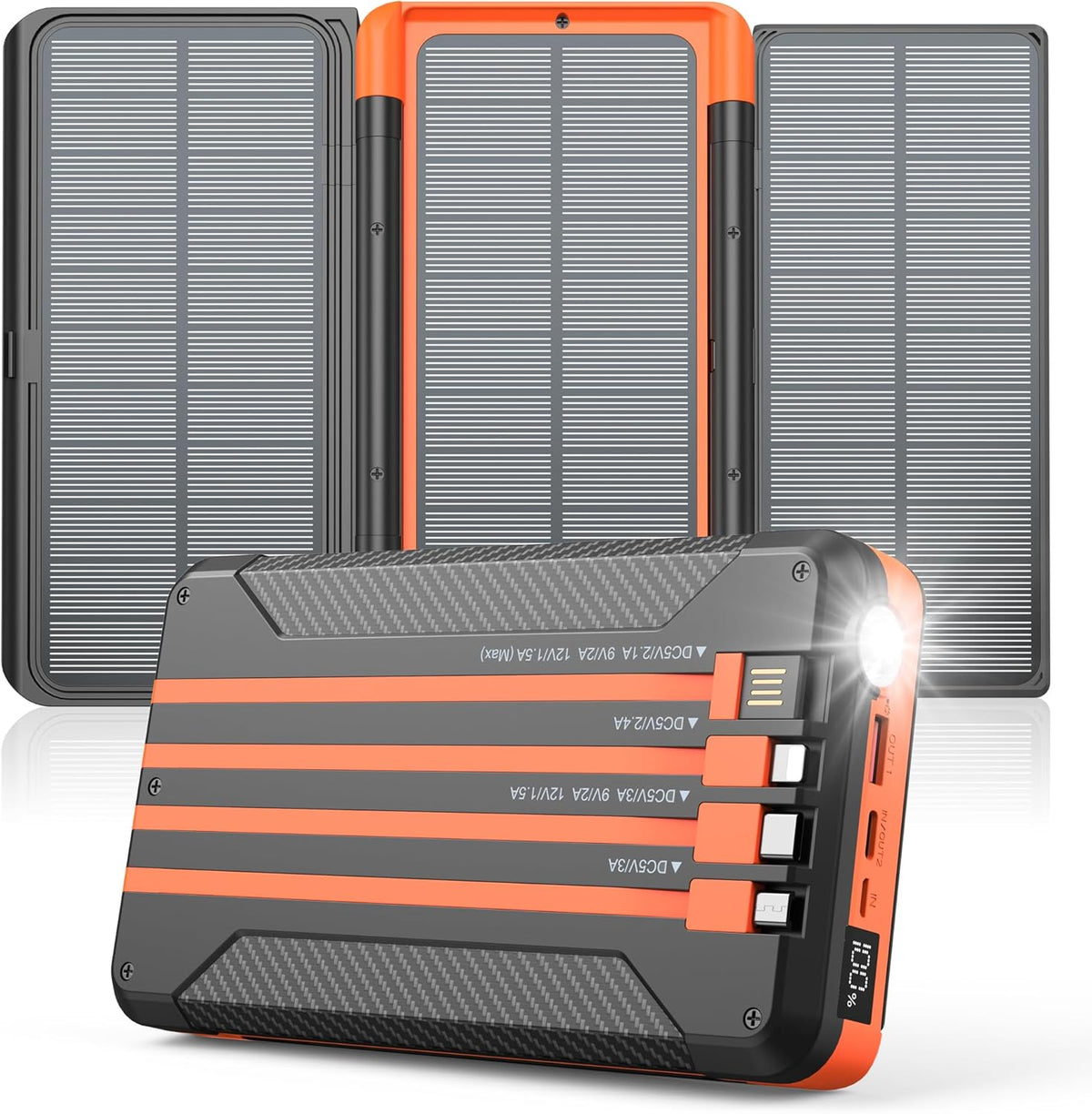 46800mAh Solar Charger with 4 Cables and LED Display W931