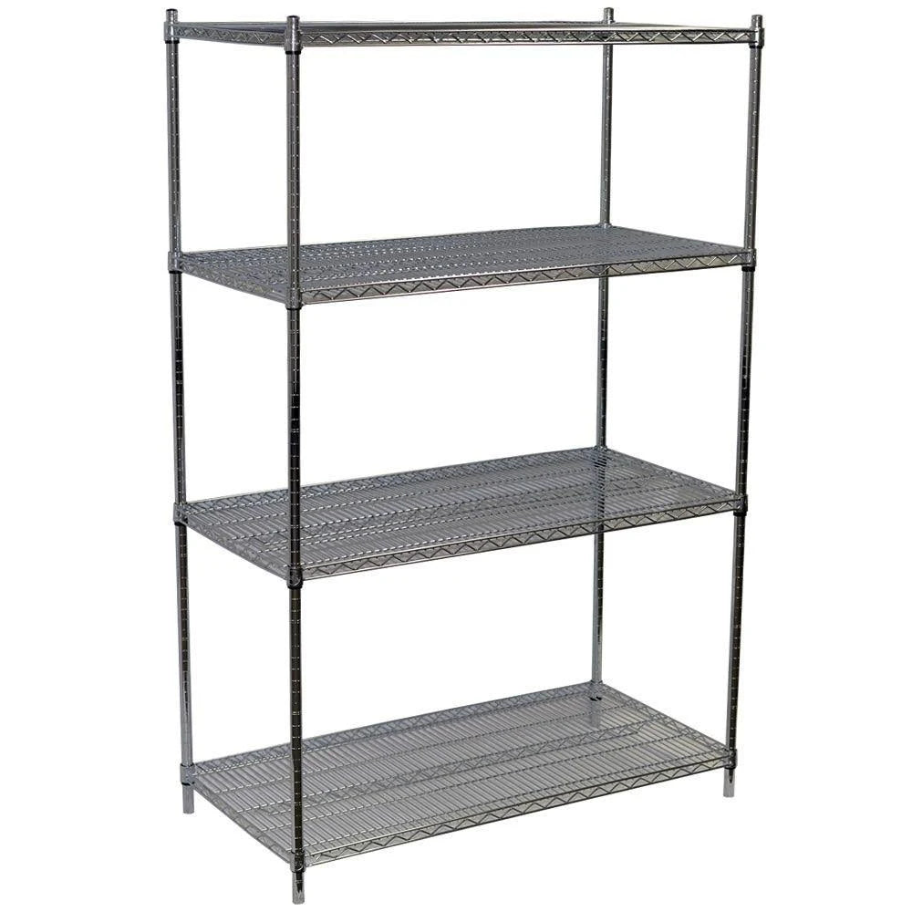 Chrome Wire Shelving Unit, 4 Shelves P55878
