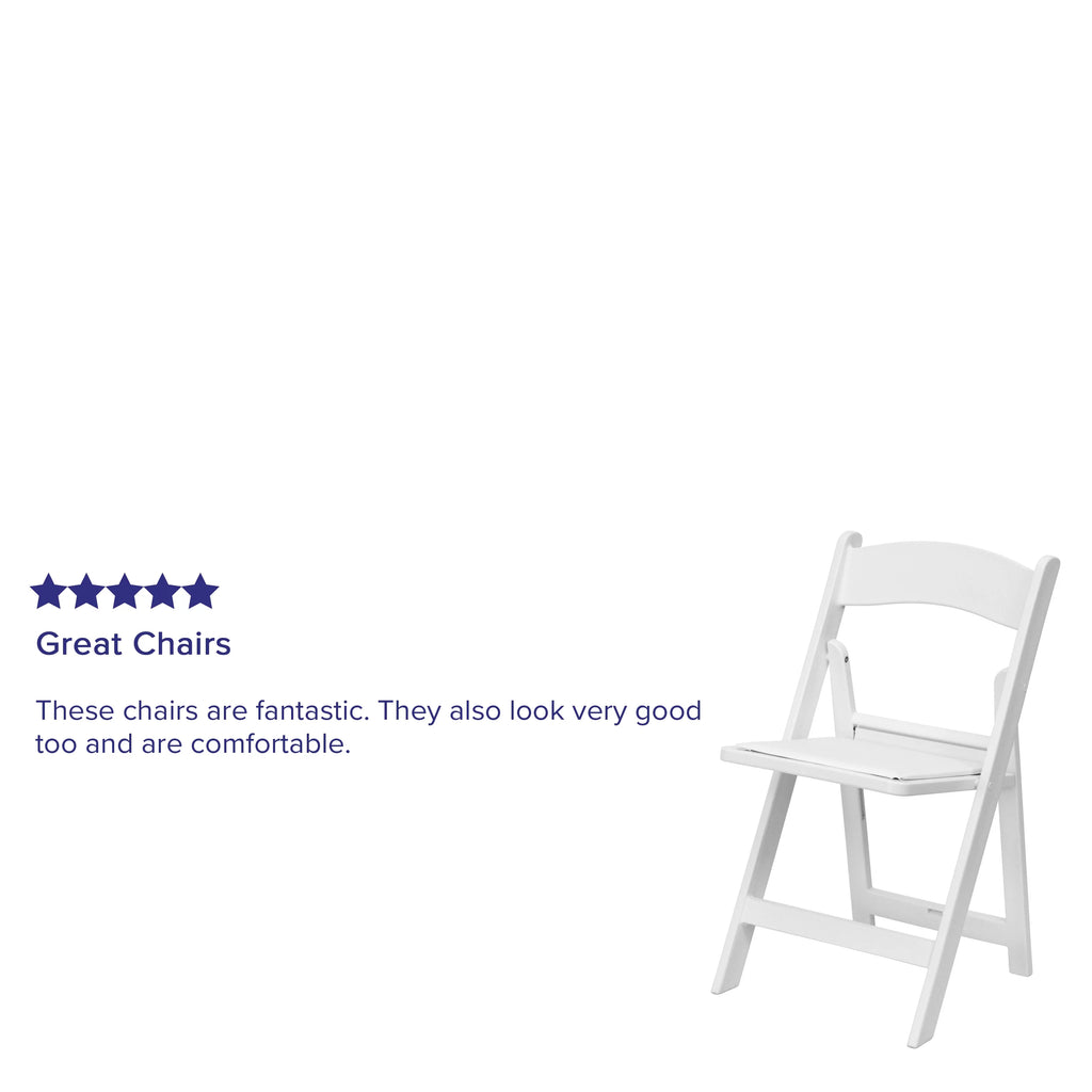 Set of 4 White Resin Folding Chairs B286