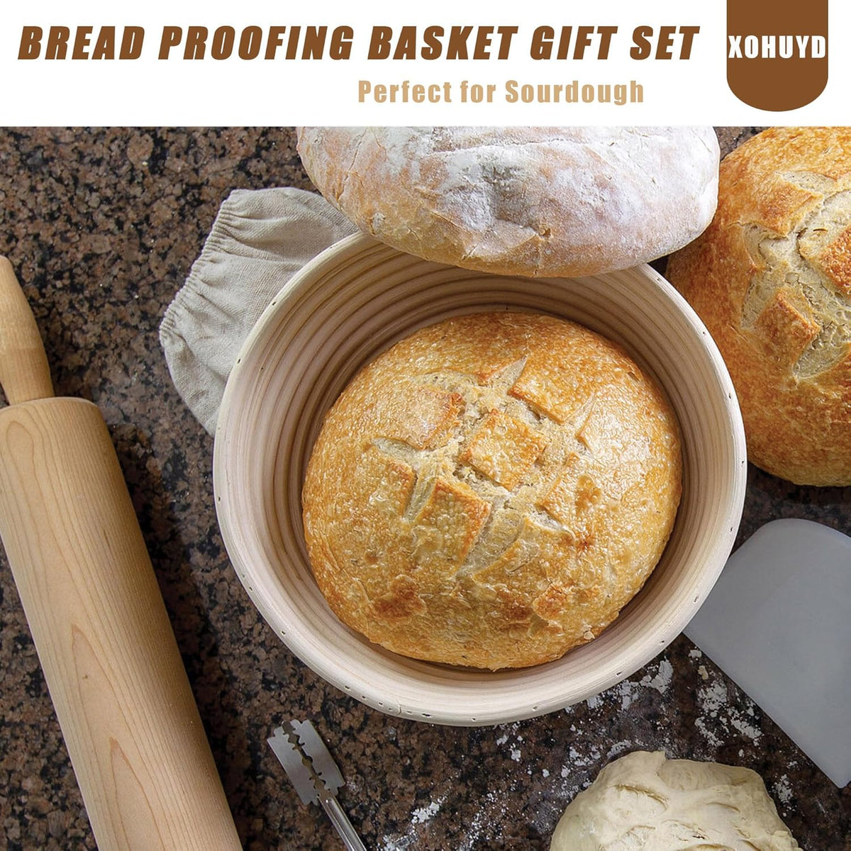 9 Inch Round & 10 Oval Rattan Bread Proofing Baskets Set G742801
