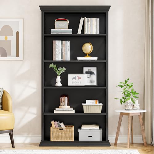 6-Tier 71 Inches Industrial Tall Bookcase, Brown and Black J4259