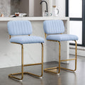 Blue Boucle Upholstered Bar Stools Set of 2 L67869