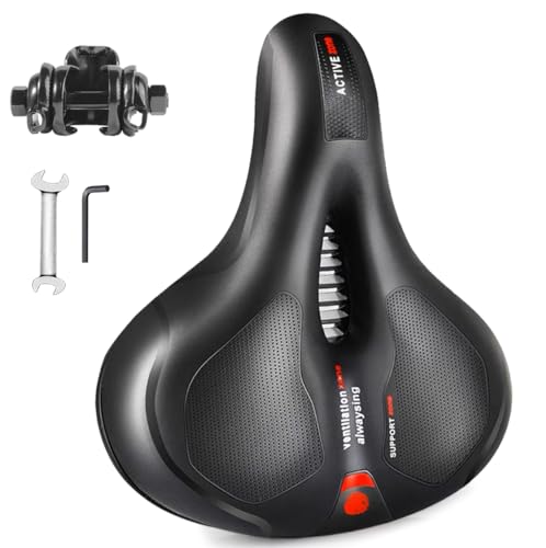 Wide Bicycle Saddle Seat with Dual Shock Absorbing Ball, Thickened Memory Foam, Waterproof E7284