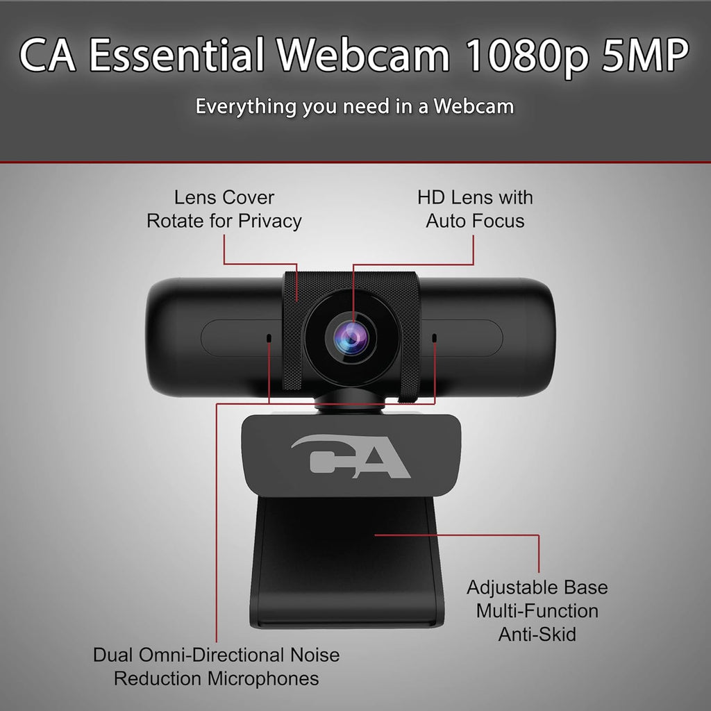 1080p 5MP USB Webcam with Dual Omnidirectional Microphones K1402