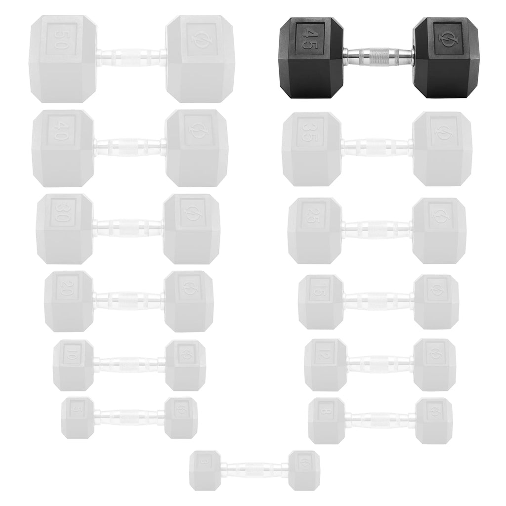 45 lb Pair Rubber Coated Hex Dumbbell W675