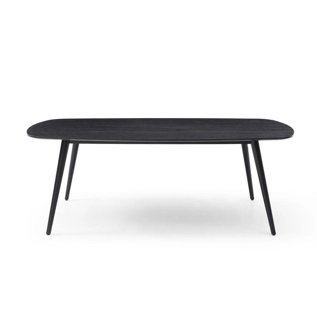 Rectangular Dining Table Black Oak Finished Ash Veneer Top 8 Persons V819