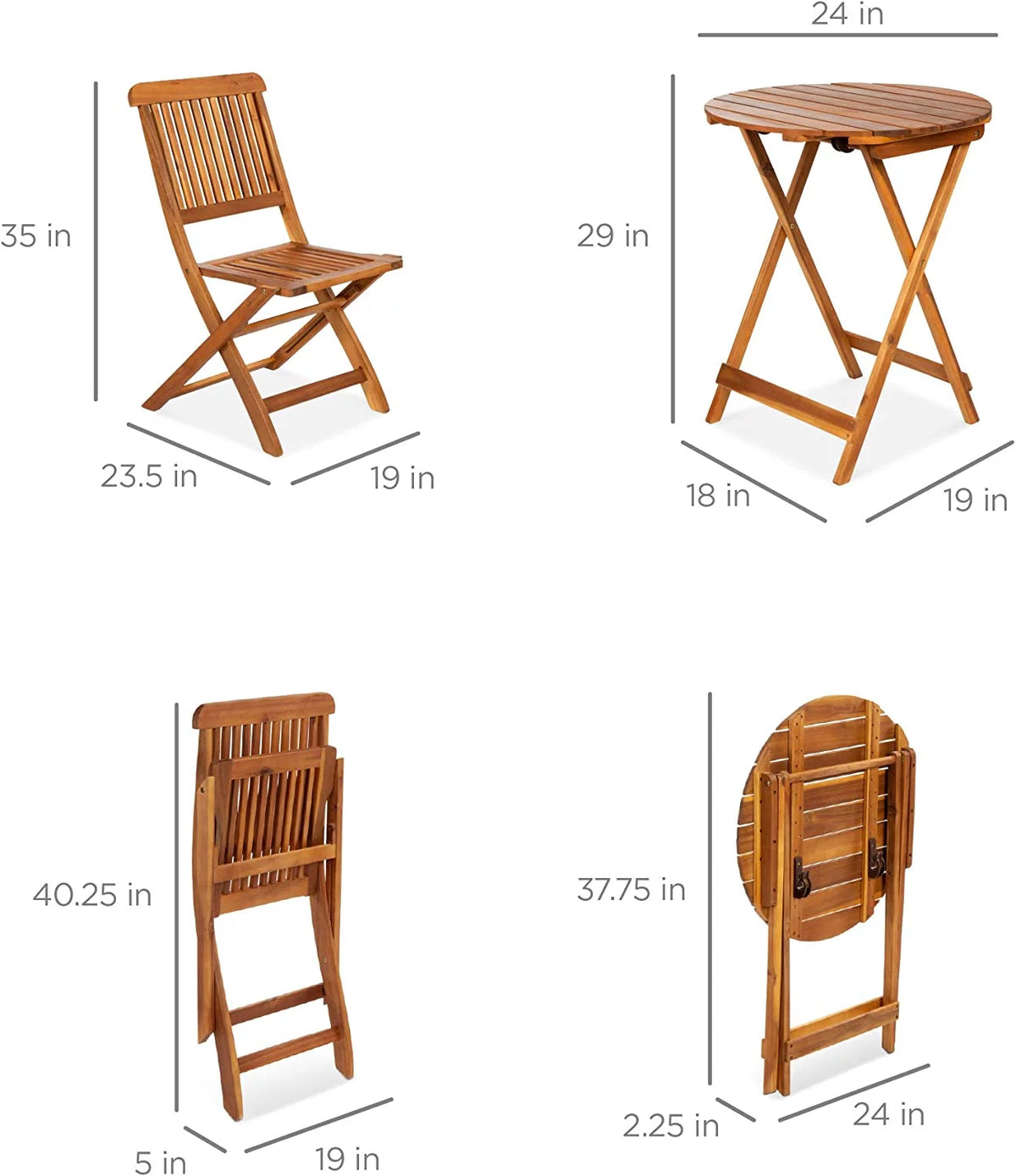 3-Piece Acacia Wood Bistro Set F3557