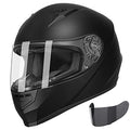 Compact Motorcycle Helmet - Matte Black, Large - Full Face w/ Tinted Visor T199