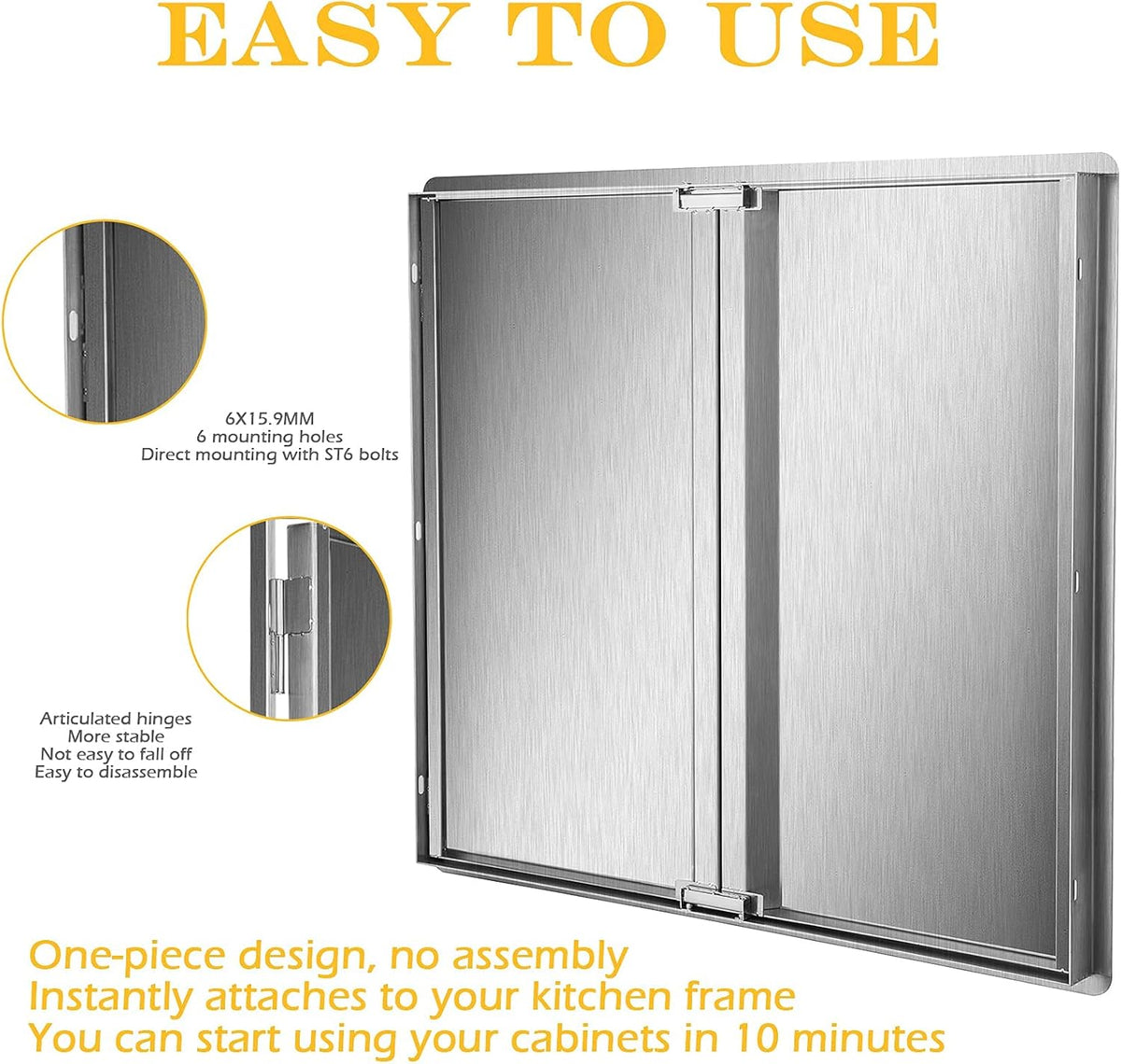 29.5W x 22H Inch Stainless Steel Outdoor Kitchen Doors V776922