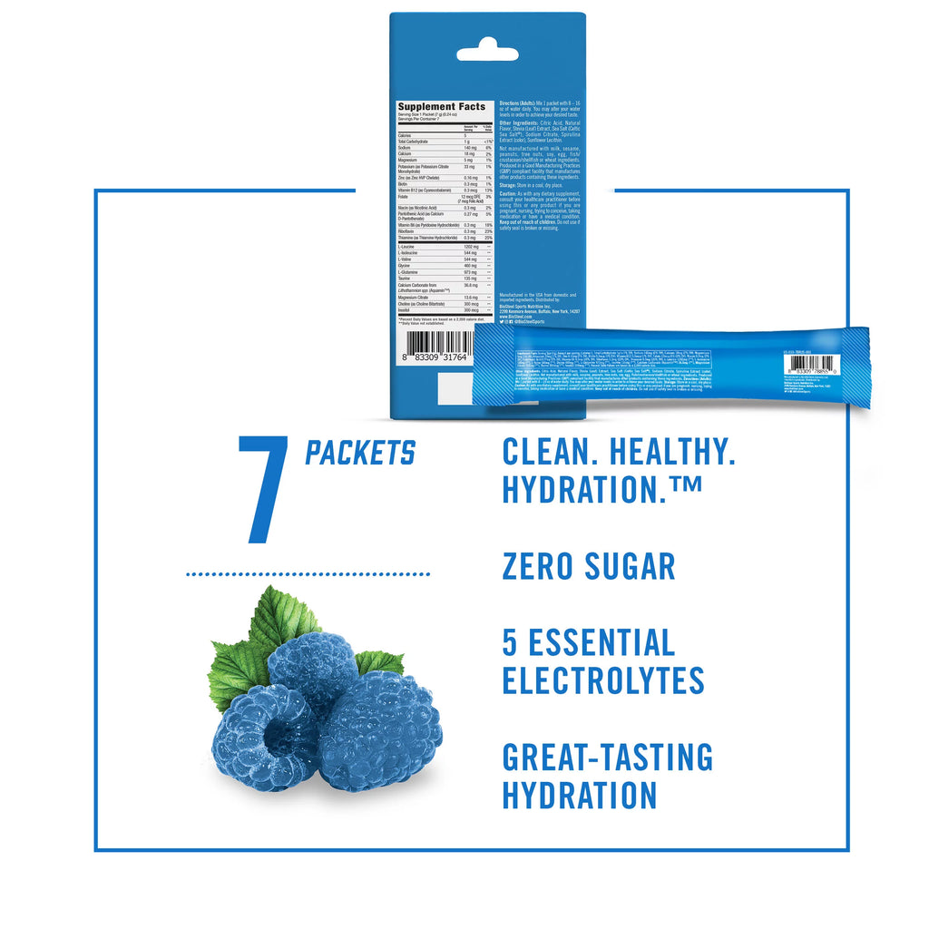 Blue Raspberry Hydration Mix, 7 Single Serving Packets M1250