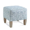 Gray and White Performance Stripe Square Ottoman D3869