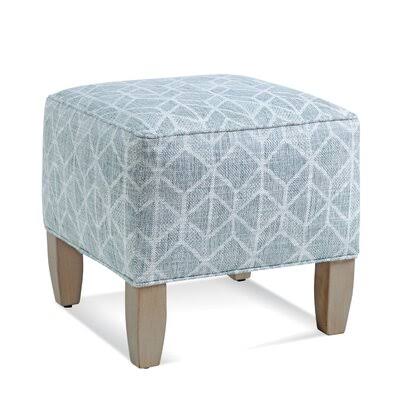 Gray and White Performance Stripe Square Ottoman D3869