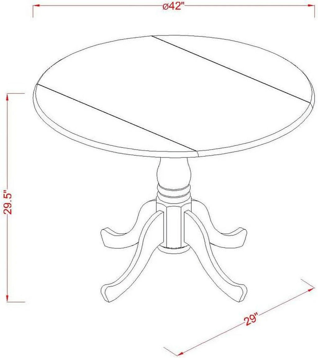 3 Piece Round Dropleaf Dining Table and 2 Wooden Seat Chairs Z5043