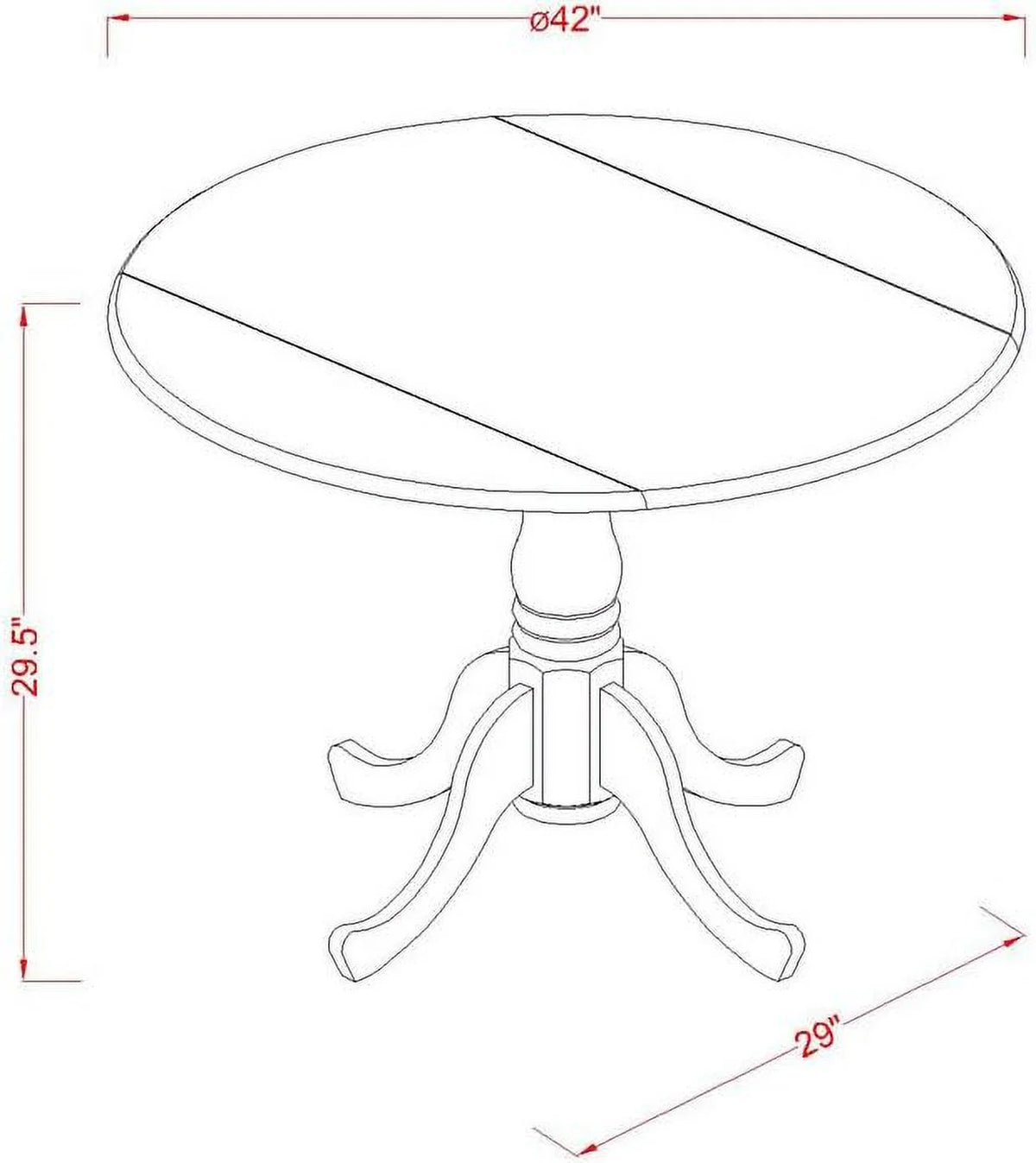 3 Piece Round Dropleaf Dining Table and 2 Wooden Seat Chairs Z5043