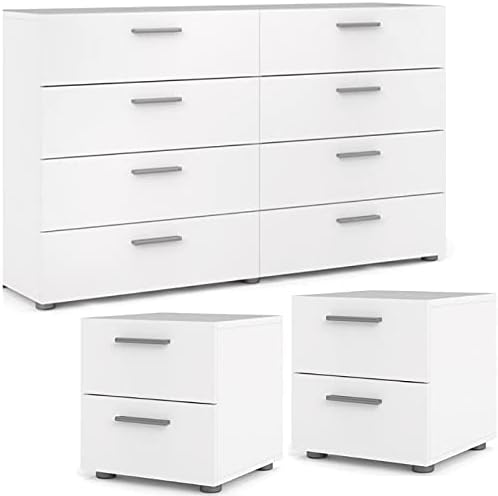 White 8 Drawer Double Dresser and Nightstand R24015