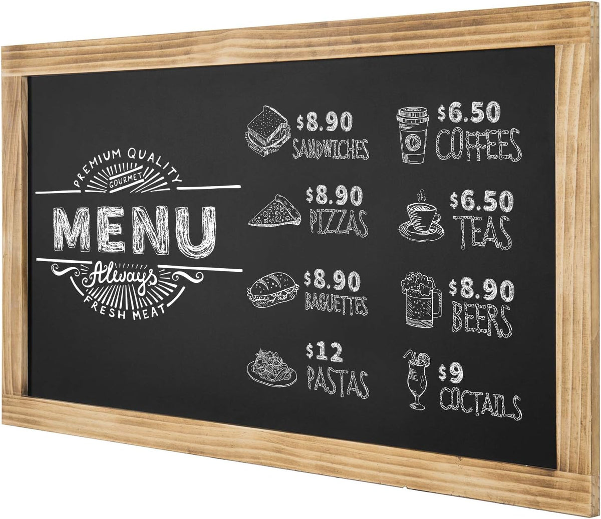 Wall-Mounted Chalkboard Sign, Torched Wood Frame, Pack of 2 S9988