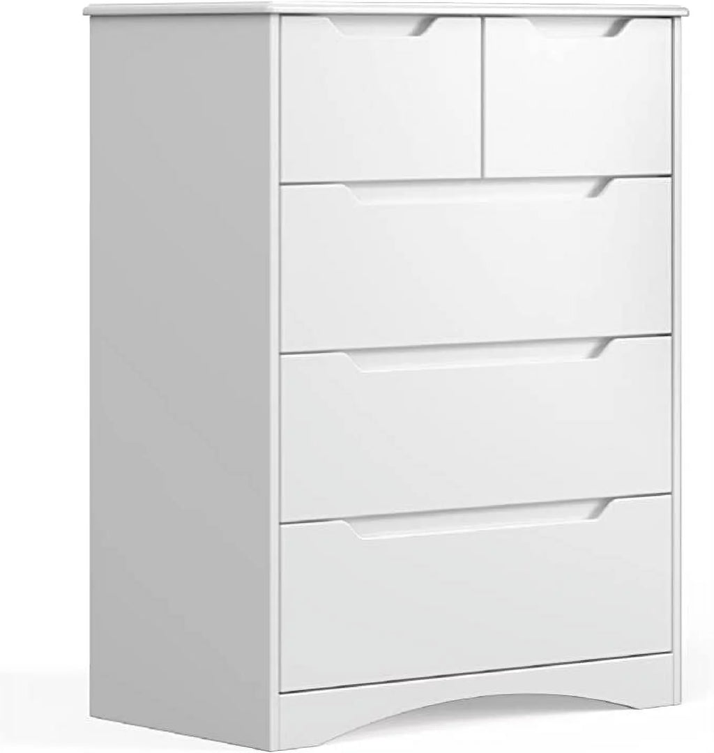 White 5 Drawer Wood Dresser T77652