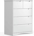 White 5 Drawer Wood Dresser T77652