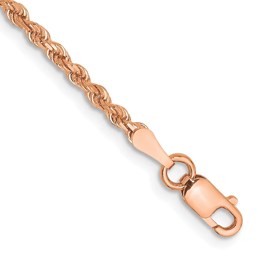 14 Karat Rose Gold 2mm Rope Chain Anklet W99071