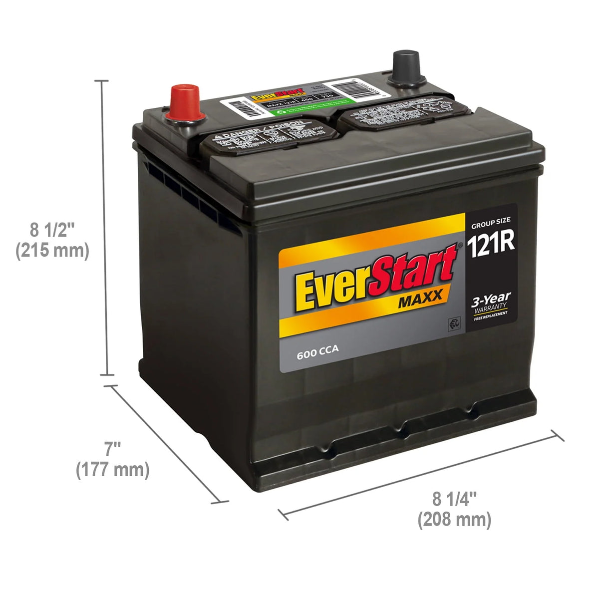 Lead Acid Automotive Battery, Group Size 121R 12 Volt, 600 CCA K573518
