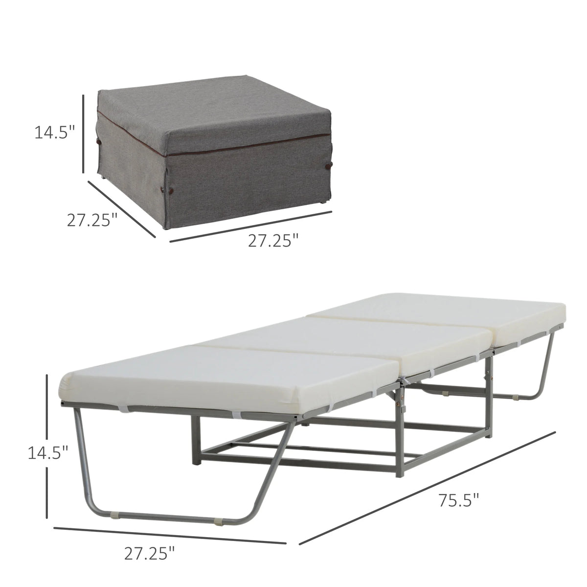 2 In 1 Grey Sofa Bed with Storage Z5794