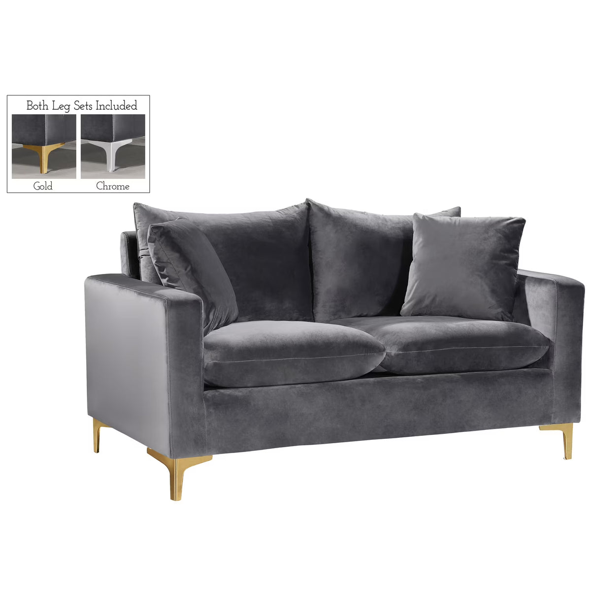Grey Velvet Loveseat H161595