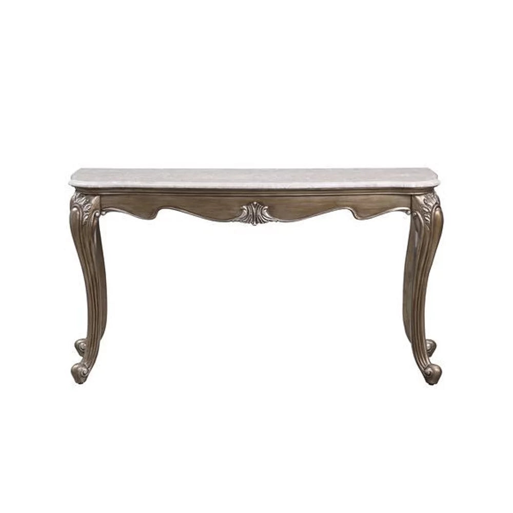 Sofa Table with Marble Top and Queen Anne Legs Gold T274