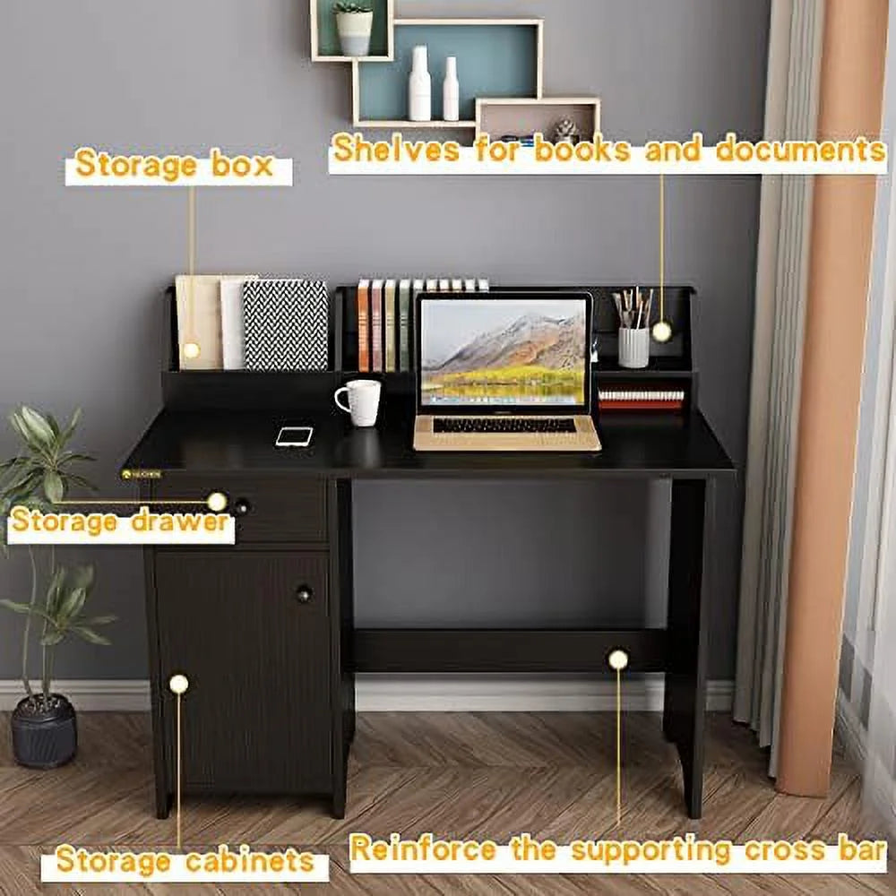 Computer Desk with Hutch and Drawers Wood Office Desk with Shelf G8286