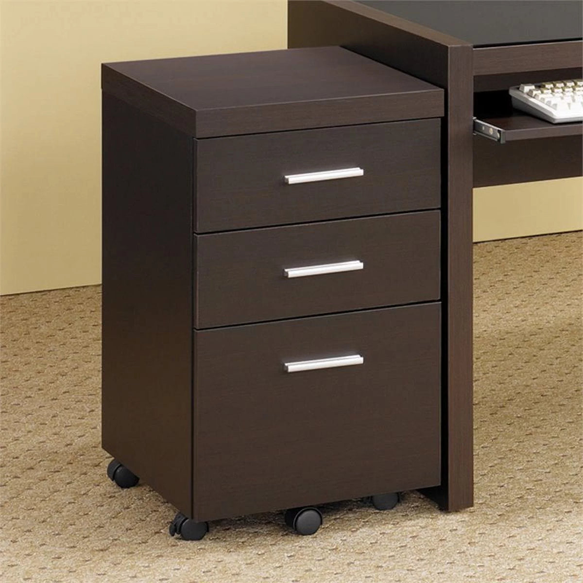 4 Piece Set with Desk Mobile File Cabinet Office Chair and Bookcase R9976