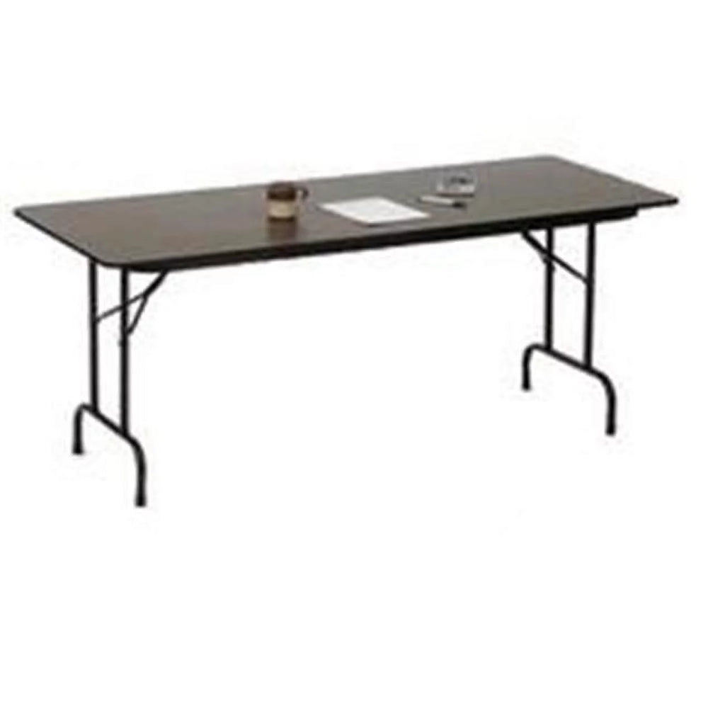 30"W x 48"D Melamine Top Folding Table in Walnut Finish Z8896