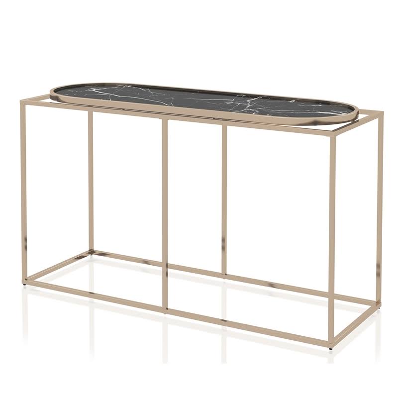 Metal Console Table in Champaign and Black C92398