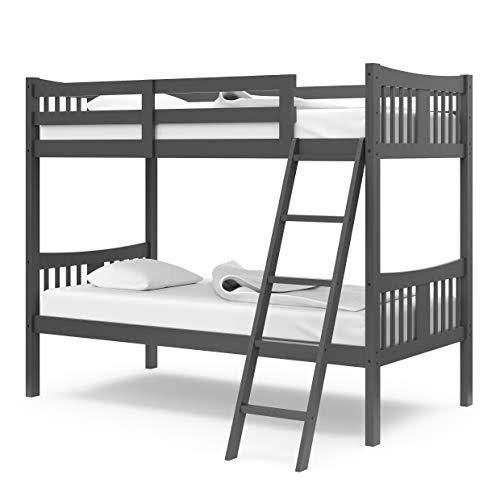 Gray Solid Hardwood Twin Over Twin Bunk Bed D7986