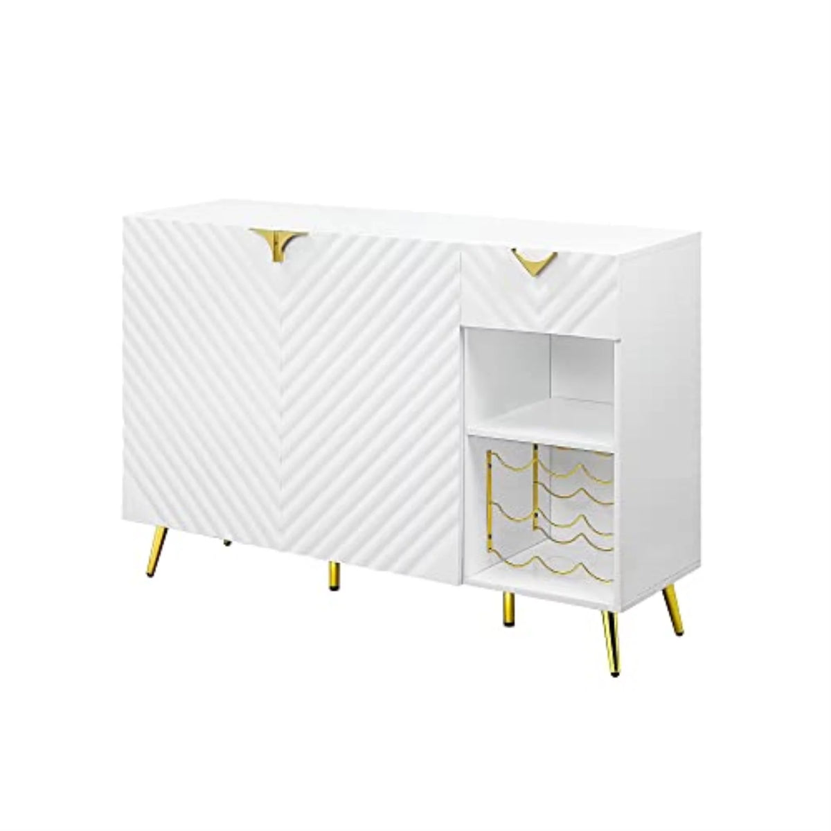 White High Gloss Server with Wine Rack X55558