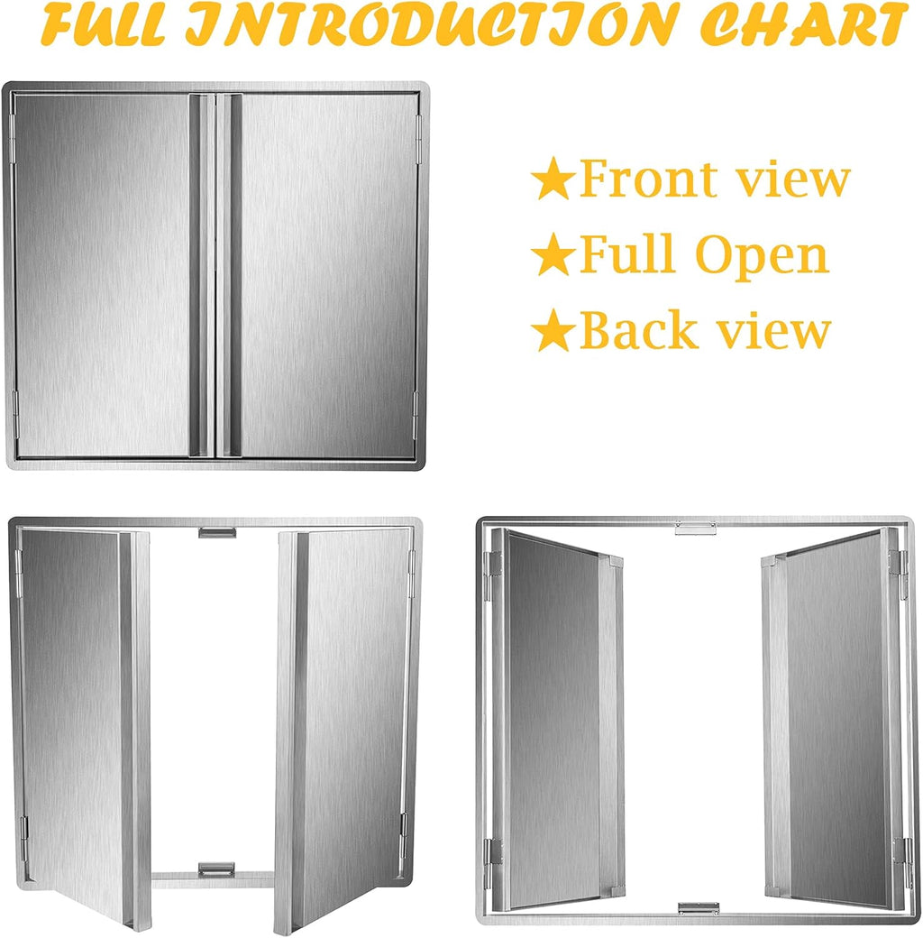 29.5W x 22H Inch Stainless Steel Outdoor Kitchen Doors V776922