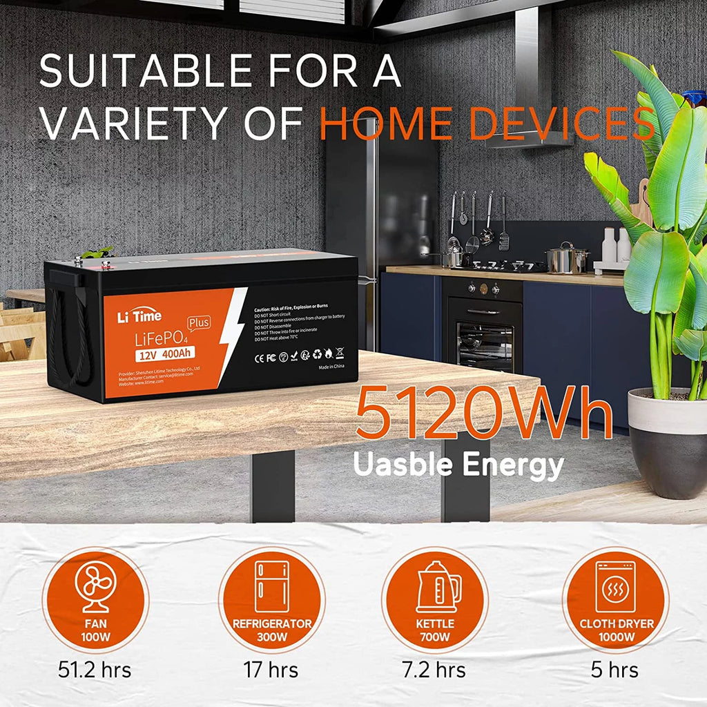 12V 400Ah Lithium Battery with 250A BMS H3102