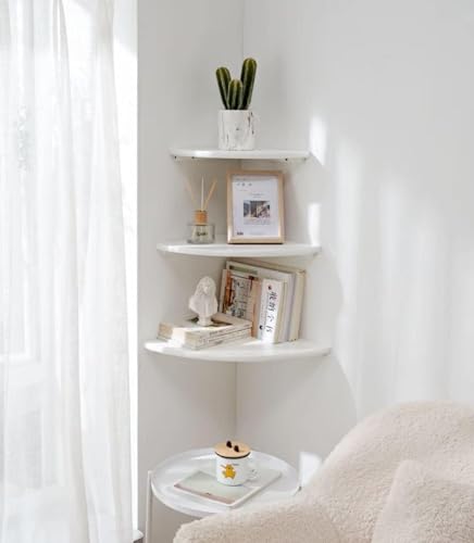 Set of 2 Solid Oak Wood Corner Wall Shelves R994725