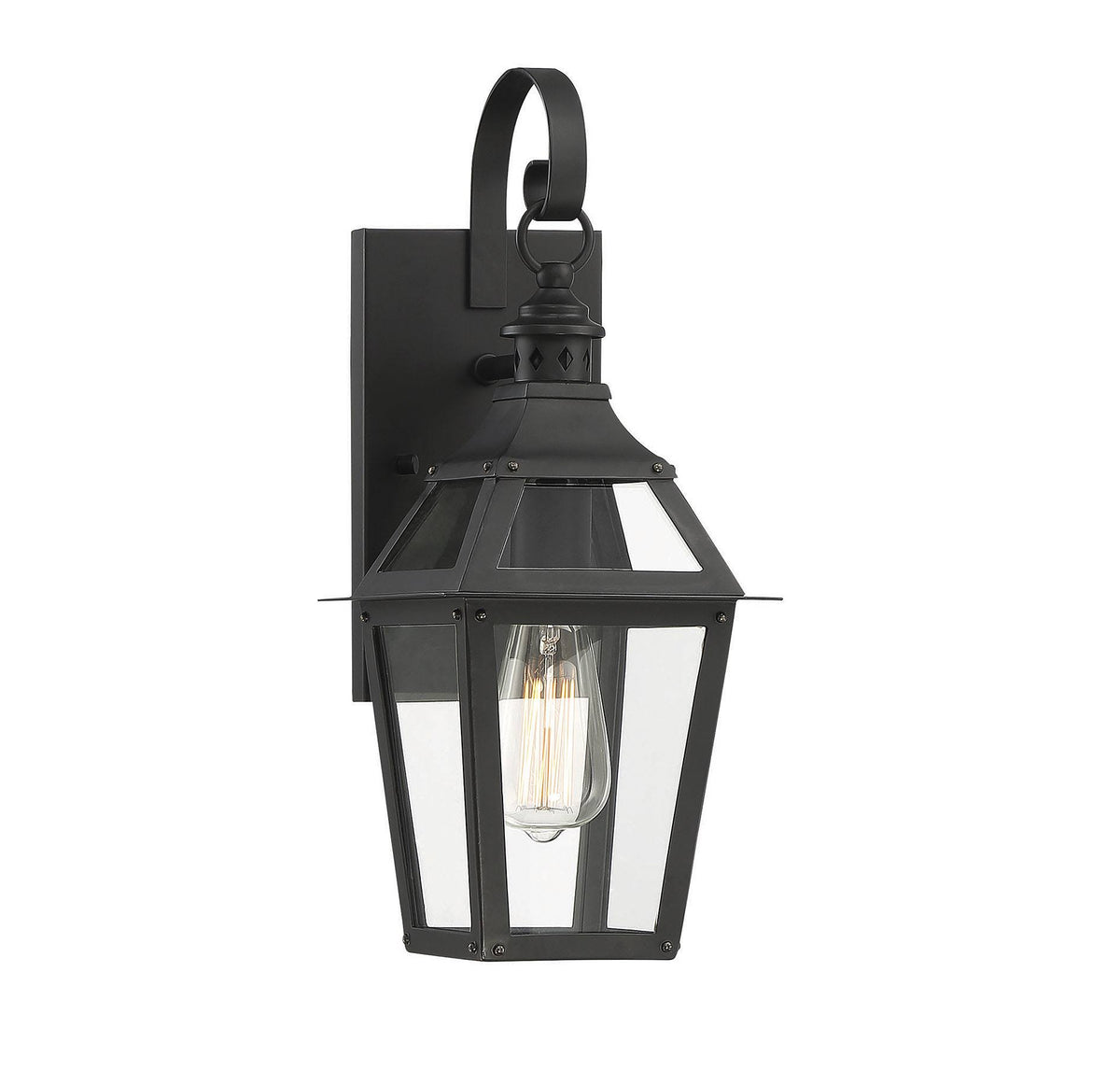 Black with Gold Highlighted 1 Light Outdoor Sconce Z727846