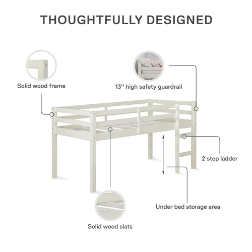 Black Twin Pine Wood Loft Bed with Guard Rail Z6067