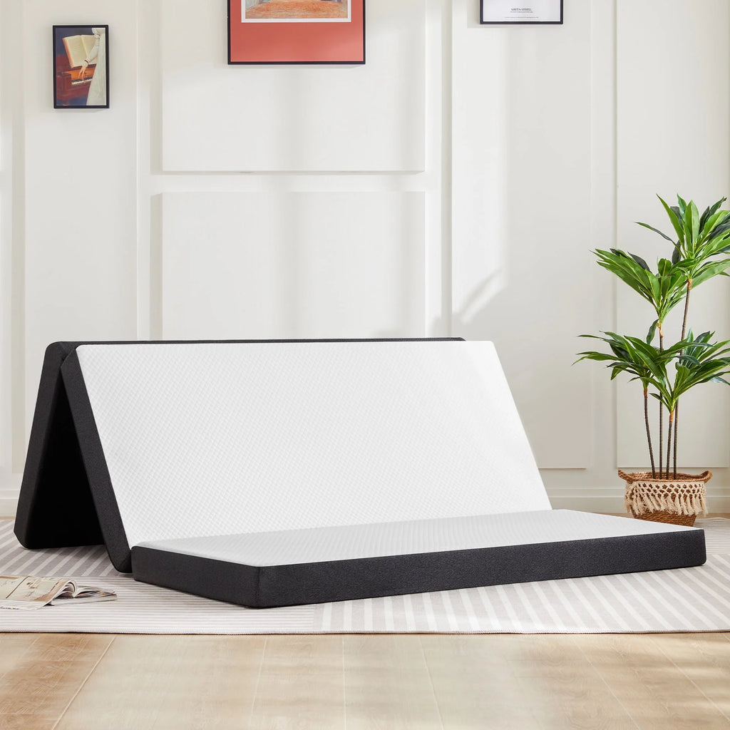 4 inch Tri-fold Memory Foam Mattress Topper with Washable Cover U68402