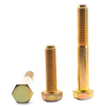 1/2 inch-20 x 2 1/4 inch Fine Thread Grade 8 Hex Cap Screw Alloy Steel Yellow Zinc Plated Pk 225 Z67130